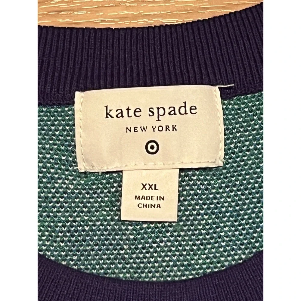 Kate Spade x Target Sweater Women's XXL Navy Blue Mixed Floral Short Sleeve Knit